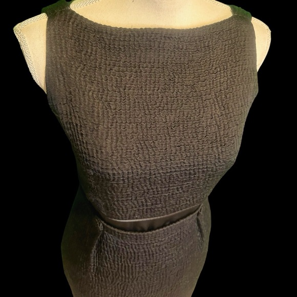 Marc Jacobs Vintage Black Wool & Silk Blend Textured Jacquard Midi Dress Size 0 - Picture 3 of 15